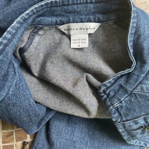 Women's Blue Military Jean Jacket - Picture 4 of 8